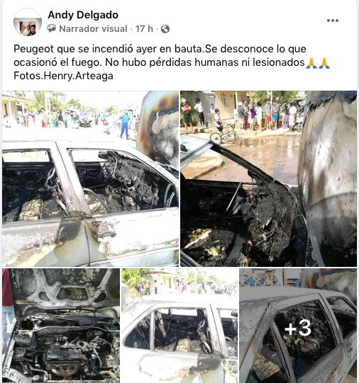 Se incendia un auto en una calle de Bauta 86