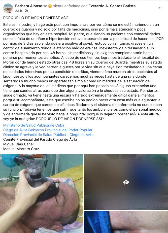 "Mi padre se me está muriendo, no solo por falta de medicinas, sino por mala atención", denuncia cubana 18