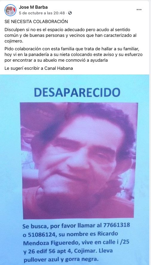 Solicitan ayuda para encontrar a cubano desaparecido en Cojímar 14