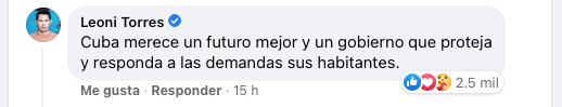 Leoni Torres: "Cuba merece un futuro mejor y un gobierno que proteja y responda a las demandas de sus habitantes" 8