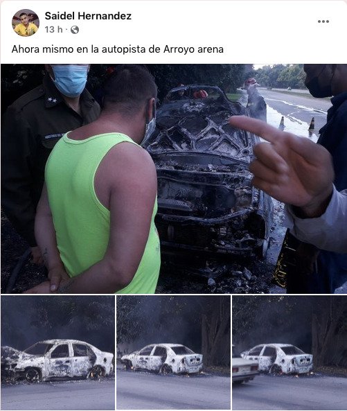 Auto arde en llamas en plena autopista 42