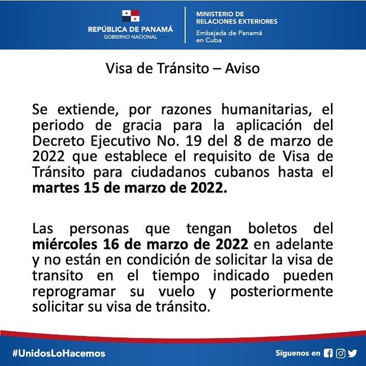 Panamá aplaza hasta el 16 de marzo entrada en vigor de la visa de tránsito 8