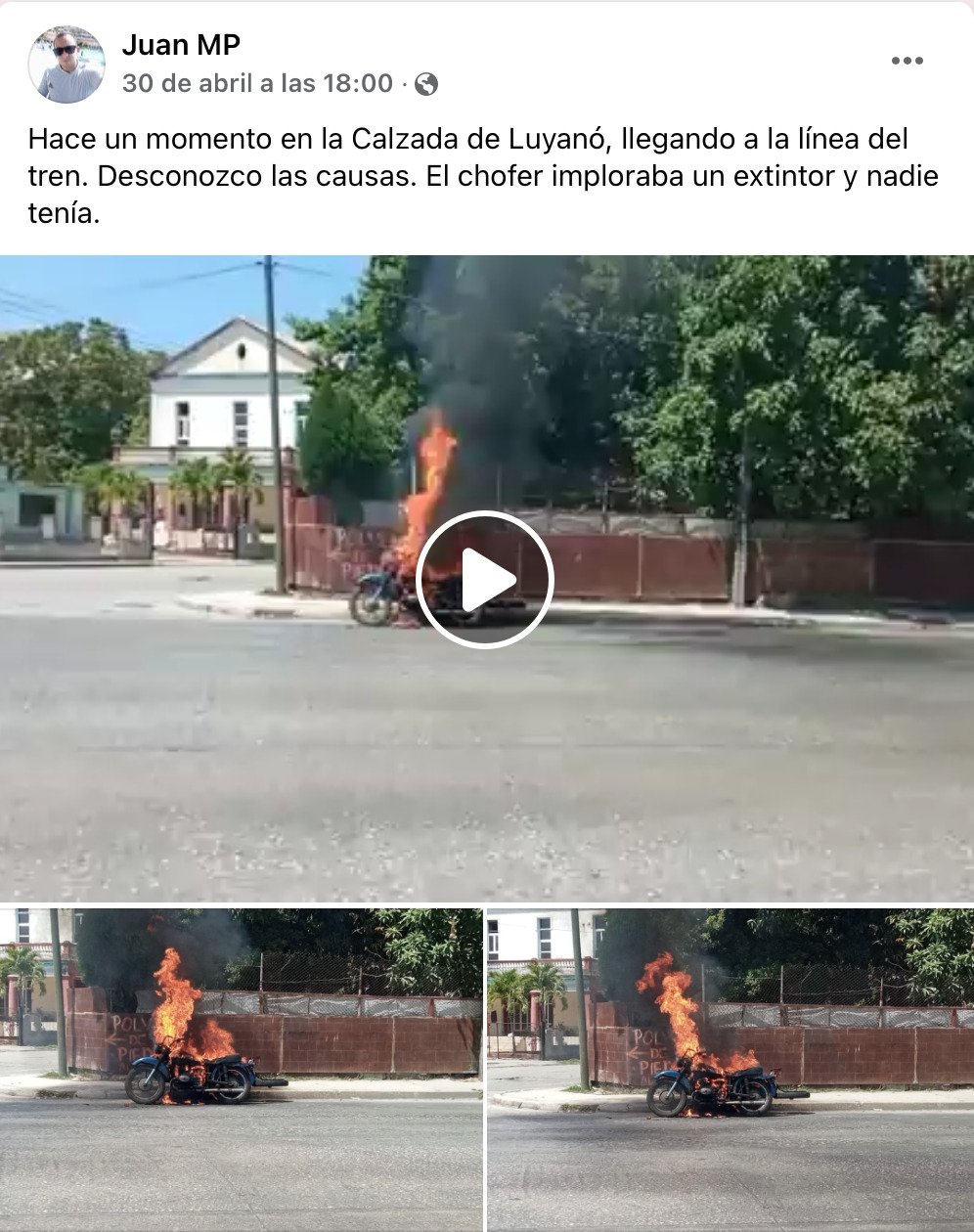 Moto se incendia en la Calzada de Luyanó 44