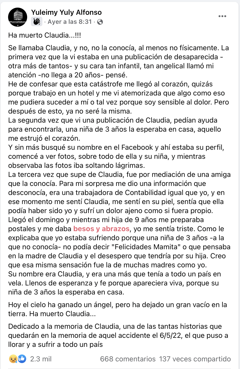 Padre de niña que perdió a su madre en el Saratoga: "Cuidaremos a tu tesorito" 10