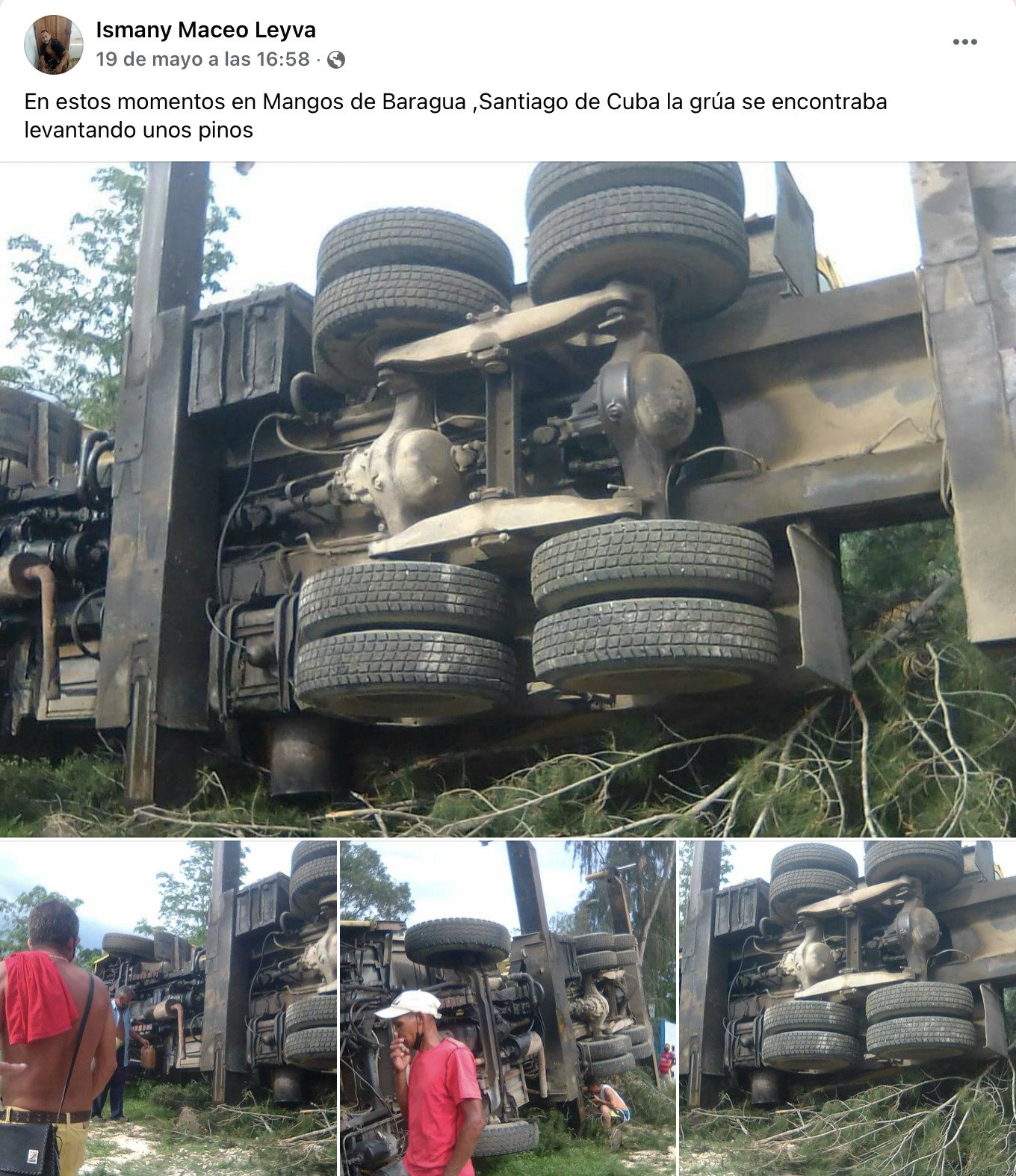 Grúa termina volcada durante poda de árboles en Santiago de Cuba 47