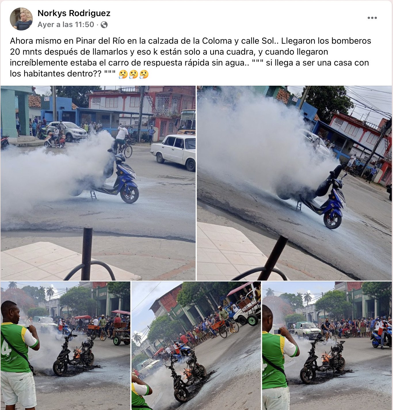 Moto eléctrica se incendia en plena calle en Pinar del Río 13