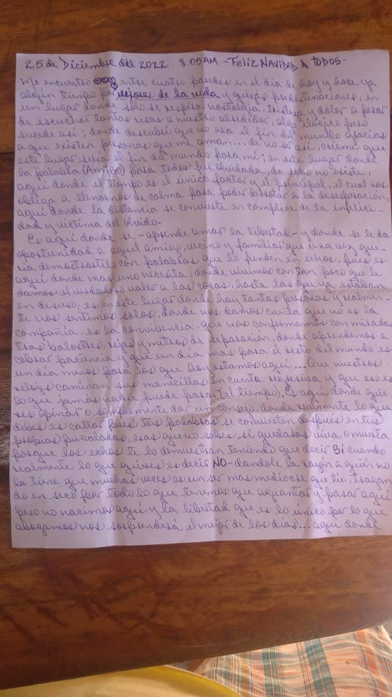 Joven presa política del 11J envía emotiva carta 17