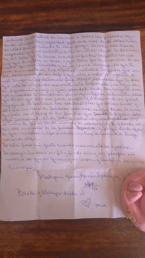 Joven presa política del 11J envía emotiva carta 18