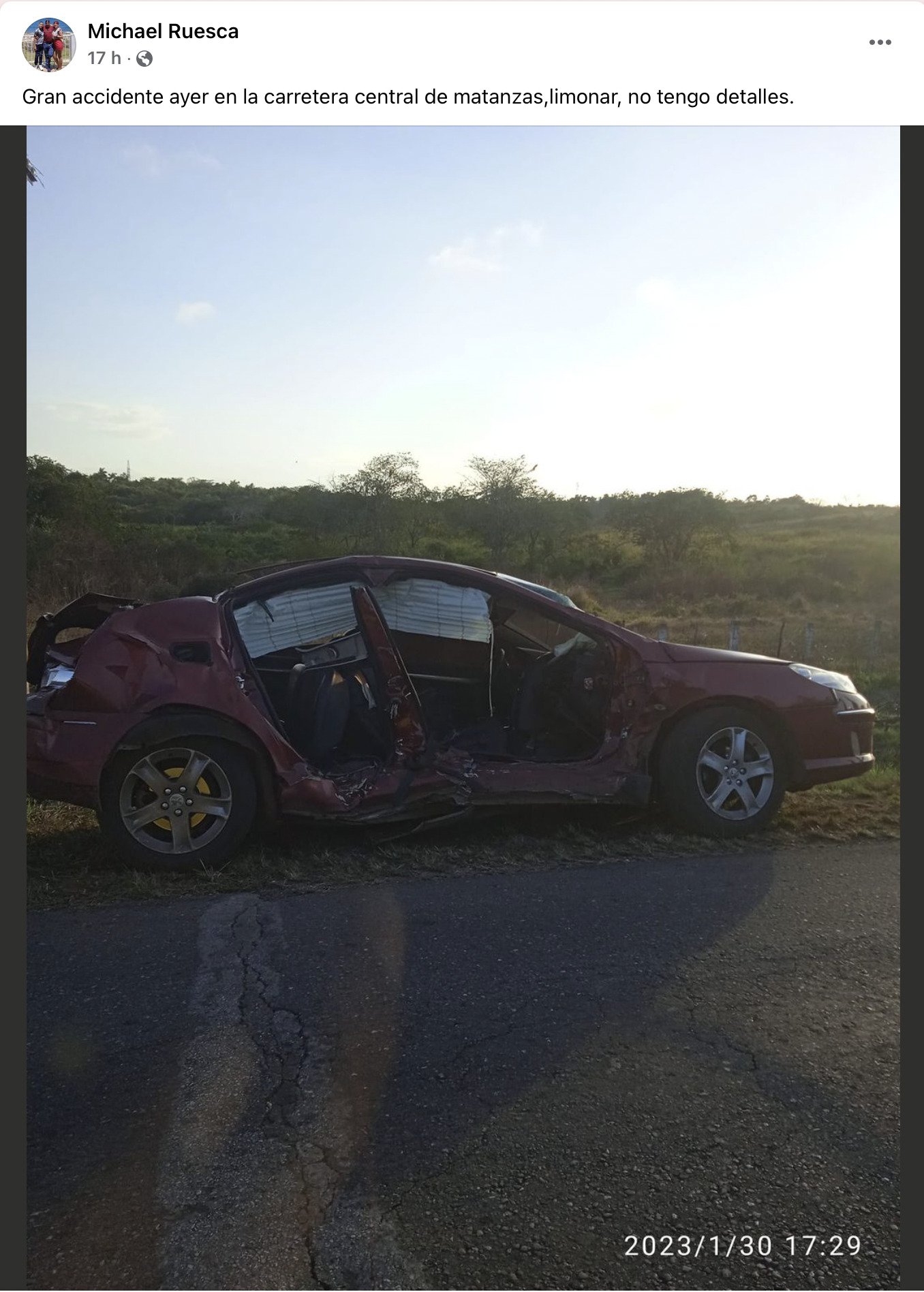 Reportan accidente en carretera Central de Matanzas 45