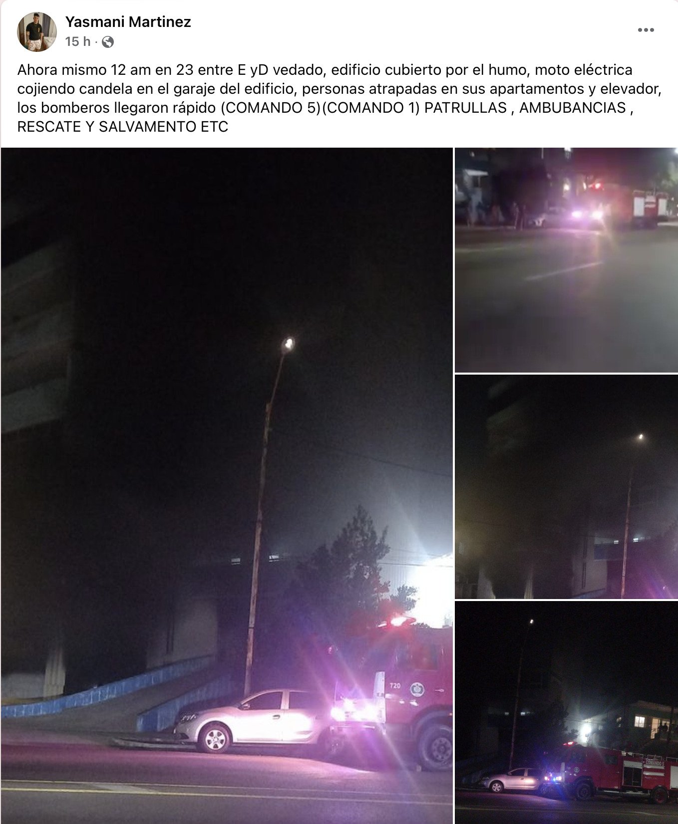 Moto eléctrica provoca incendio en edificio de La Habana 18