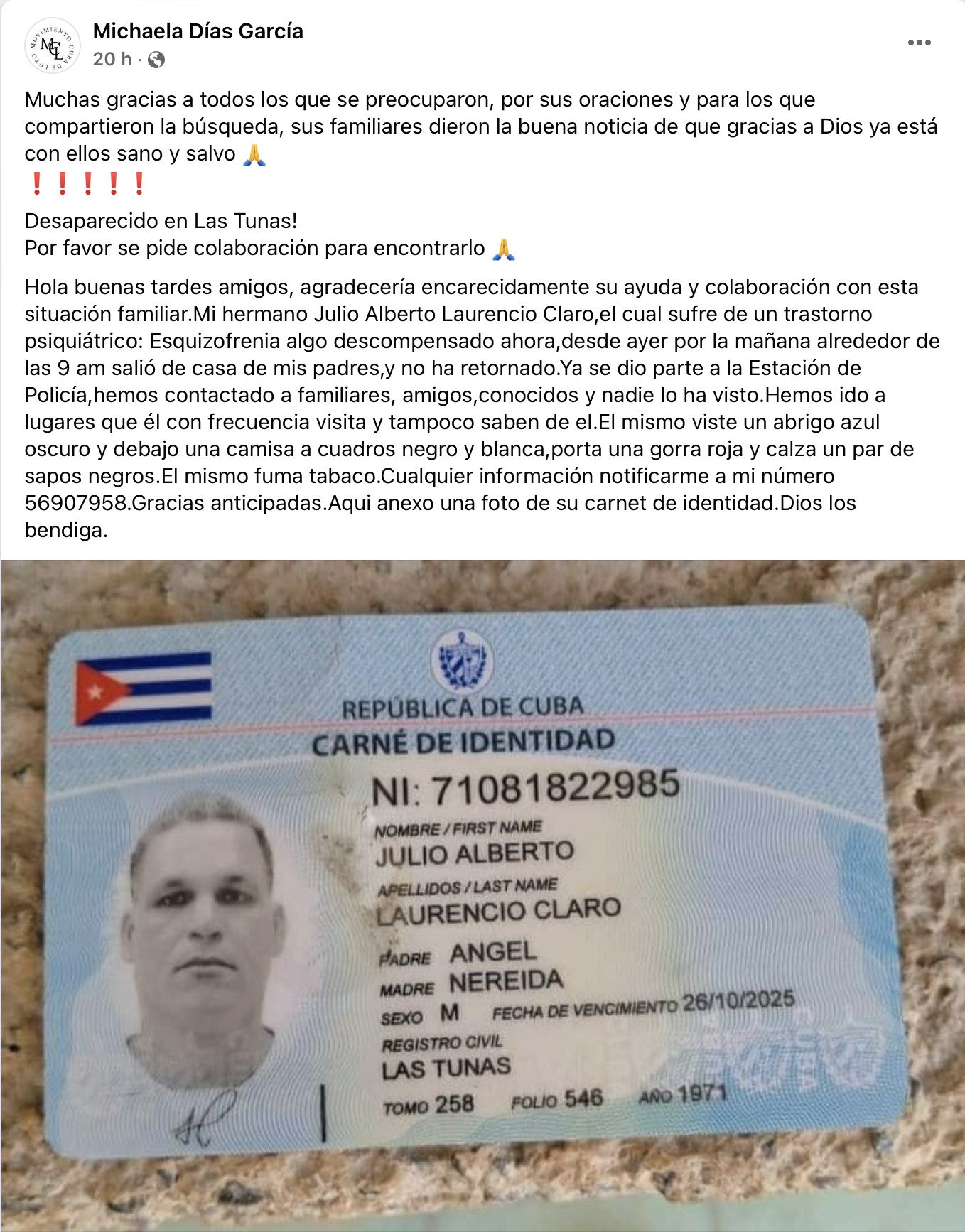 Aparece cubano reportado como desaparecido en Las Tunas 4