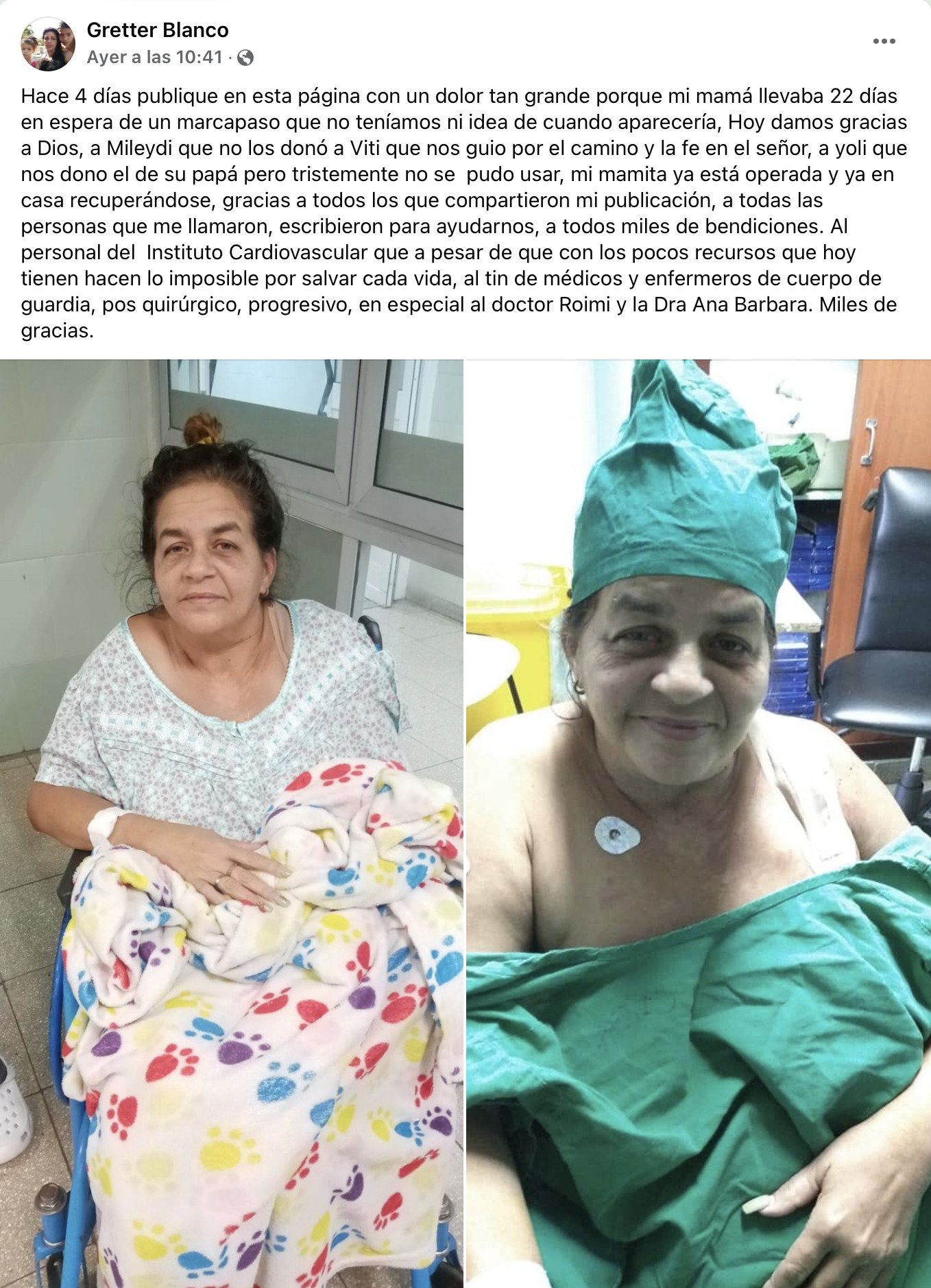 Operan a cubana que recibió marcapasos tras solicitar ayuda en redes sociales 7