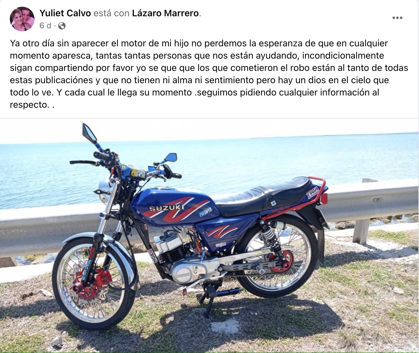 Cubano denuncia robo de su moto y pide ayuda para recuperarla 7
